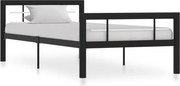 vidaXL Estrutura de cama 100x200 cm metal preto e branco