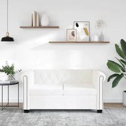 vidaXL Sofá Chesterfield de 2 lugares em couro artificial branco