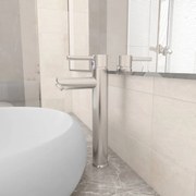 vidaXL Torneira misturadora para casa de banho 12x30 cm prata