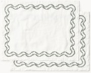 Individuais em linho lavado com bordado artesanais Ivy, conjunto de 2