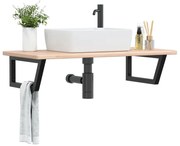 vidaXL Prateleira de parede p/ lavatório aço/madeira carvalho maciça