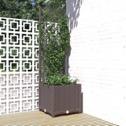 vidaXL Vaso/floreira jardim c/ treliça 40x40x136 cm PP castanho