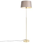 Candeeiro de pé dourado/latão com abajur de linho bege 45 cm - Parte Country / Rústico