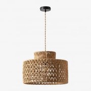 Lâmpada De Teto Suspensa Em Papel Trançado Kiara Natural - Preto & Natural Ø40 Cm - ↑30 Cm Kiara - Sklum