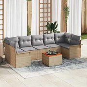 vidaXL Conjunto de Sofá de Jardim de 8 Peças com Almofadas Beige em Rattan Sintético e Acácia