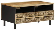 vidaXL Mesa de centro 80x54x40cm madeira mangueira áspera maciça preto