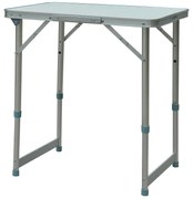 Outsunny Mesa de Campismo Dobrável e Ajustável de 47,5 a 64 cm- Cor: Branco- Alumínio e MDF- 60 x 45 x 64 cm