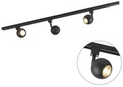 LED Sistema de trilhos moderno inteligente preto monofásico com 3 GU10 Wi-Fi - Gissi Moderno