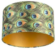 Abajur de veludo com design de pavão 35/35/20 com interior dourado