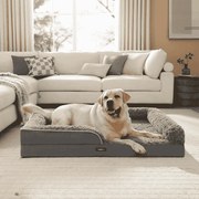 Cama ortopédica 122 x 89 x 18 cm para cães de grande porte Cinza ardósia