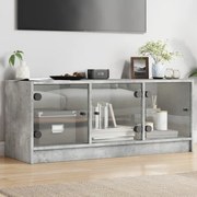 vidaXL Móvel de TV c/ portas de vidro 102x37x42 cm cinza cimento