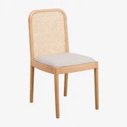 Cadeira De Jantar Em Madeira De Seringueira E Rattan Yaiza Madeira Natural - Sklum