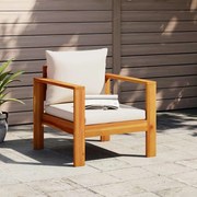 vidaXL Cadeira de jardim com almofadões madeira de acácia maciça