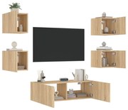 vidaXL 5 pcs móveis de parede para TV com luzes LED carvalho sonoma