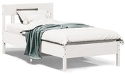 vidaXL Cama sem colchão 75x190 cm madeira de pinho maciça branco