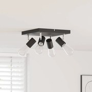 vidaXL Spotlight de Tecto 4 Vias Ajustável Preto E27