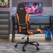 vidaXL Cadeira gaming couro artificial preto e laranja