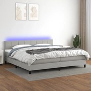 vidaXL Cama box spring c/ colchão e LED 200x200 cm tecido cinza-claro
