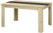 HOMCOM Mesa de Cozinha Mesa de Jantar Retangular para 6 Pessoas Mesa de Jantar em Madeira Aspecto Natural e Preto 140x90x75 cm | Aosom Portugal