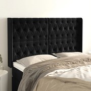 vidaXL Cabeceira de cama c/ abas veludo 147x16x118/128 cm preto