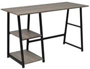 vidaXL Mesa com 2 prateleiras cinzento e carvalho