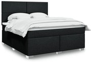 vidaXL Cama com molas/colchão 180x200 cm tecido preto