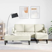 Sofá de Jardim vidaXL com Banco e Almofadas em L Veludo Creme
