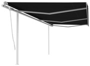 vidaXL Toldo retrátil manual com postes 6x3 m antracite