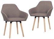 vidaXL Cadeiras de jantar 2 pcs tecido cinzento-acastanhado