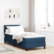 vidaXL Cama Box com colchão com cabeceira Azul 80 x 200 cm tecido
