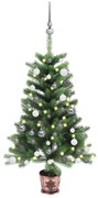 vidaXL Árvore Natal artificial pré-iluminada c/ bolas 90 cm verde