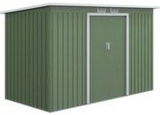 Outsunny Abrigo de Jardim 280x130x172cm Abrigo de Exterior de Aço Galvanizado com Porta Corredeira e Ventilações Verde Claro