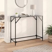 vidaXL Mesa consola com tampo em vidro preto 98x35x81 cm aço