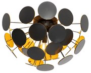 Candeeiro de Teto Design Preto com Dourado 54cm 3 Luzes - Cerchio Design