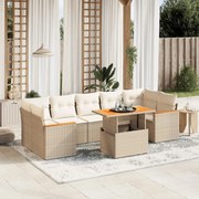 vidaXL 8 pcs conjunto de sofás p/ jardim com almofadões vime PE bege