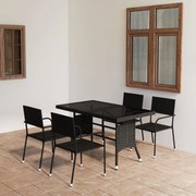 vidaXL 5 pcs conjunto de jantar para jardim vime PE preto