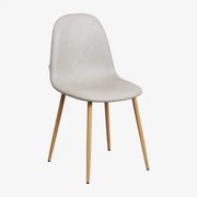 Glamm Estofada Cadeira De Jantar Madeira Natural & Couro Sintético Toupeira Claro & Pelé Sintética - Sklum