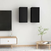 vidaXL Móveis de TV 2 pcs 30,5x30x60 cm derivados de madeira preto