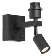 Candeeiro de parede moderno preto com luz de leitura - Brescia