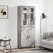 vidaXL Armário alto 69,5x34x180 cm derivados de madeira cinza cimento