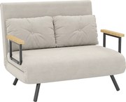 HOMCOM Sofá Cama 2 Lugares Convertível em Cama de 2 Lugares Dobrável com Encosto Ajustável em 5 Níveis e 2 Almofadas 102x73x81cm Bege Claro | Aosom Portugal