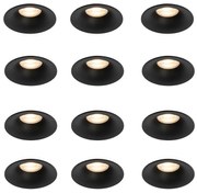Conjunto de 12 Focos Embutidos Pretos GU10 50mm - Gijs Moderno