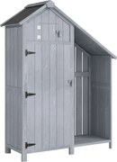 Outsunny Armário de jardim em madeira para exterior, resistente às intempéries, abrigo de ferramentas com telhado asfáltico e prateleira 129 x 51,5 x 180 cm Cinza | Aosom Portugal