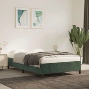 Estrutura de cama 120x200 cm veludo verde-escuro