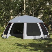 vidaXL Tenda para piscina c/ mosca amovível e paredes de rede cinzento