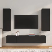 vidaXL Conjunto móveis de TV 4 pcs madeira processada preto