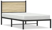 Estrutura de cama com cabeceira 100x190cm metal carvalho sonoma