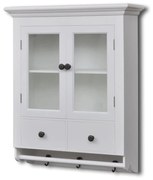 vidaXL Armário de parede para cozinha com porta de vidro branco