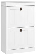 HOMCOM Móvel Sapateira Branco Sapateira Estreita com 2 Portas e Prateleira Ajustável para 10 Pares de Sapatos 54x24x82,5 cm Branco