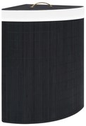 Cesto de canto para roupa suja 60 L bambu preto